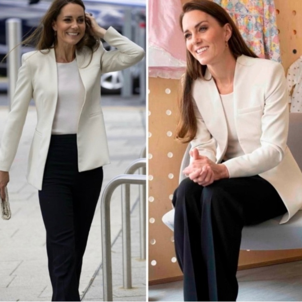Zara Ecru Colored Inverted Lapel Blazer. NWT. Size Medium.